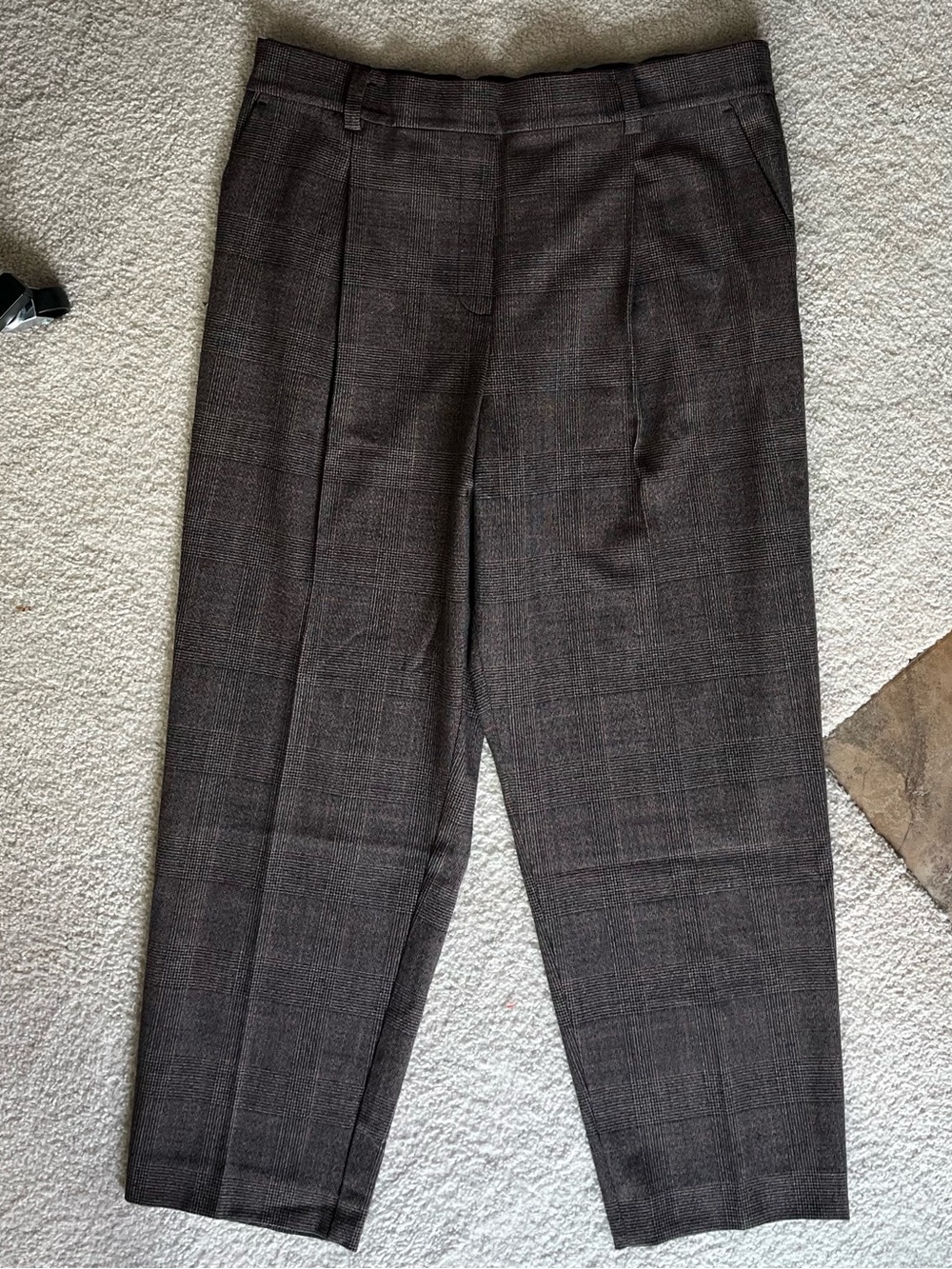 LOFT Women’s Tailored Dress Pants in Dark Brown Plaid